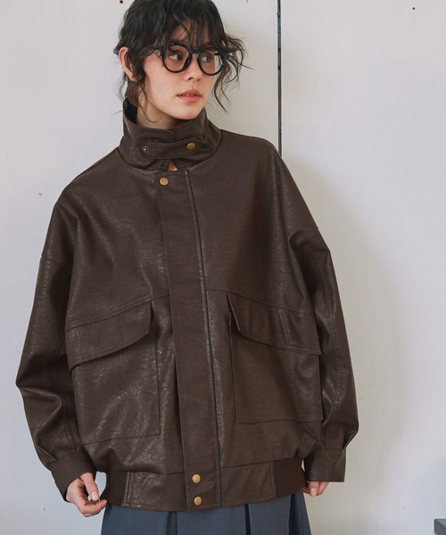 ヴィンテージ イングランド製 総サテン 比翼 オーバーサイズ シャツジャケット セール】比翼デザインヴィンテージライク オーバーサイズブルゾン