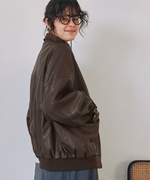 セール】比翼デザインヴィンテージライク オーバーサイズブルゾン