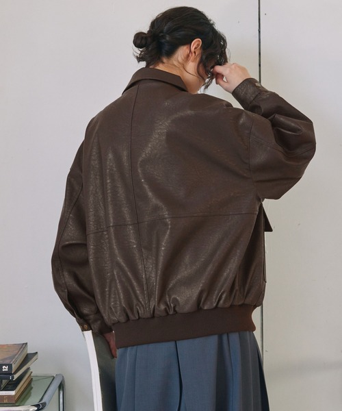 比翼デザインヴィンテージライク オーバーサイズブルゾン MONO-MART