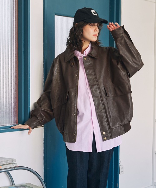 セール】比翼デザインヴィンテージライク オーバーサイズブルゾン