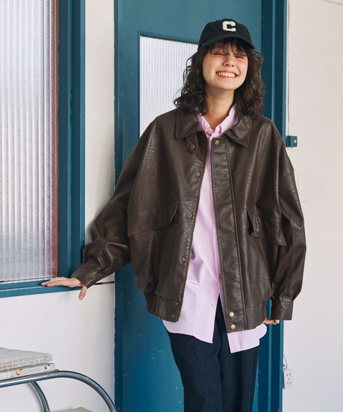 セール】比翼デザインヴィンテージライク オーバーサイズブルゾン