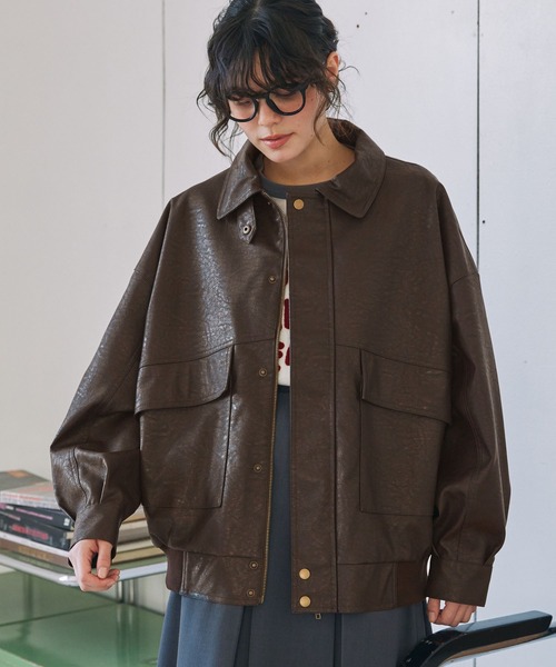 比翼デザインヴィンテージライク オーバーサイズブルゾン MONO-MART