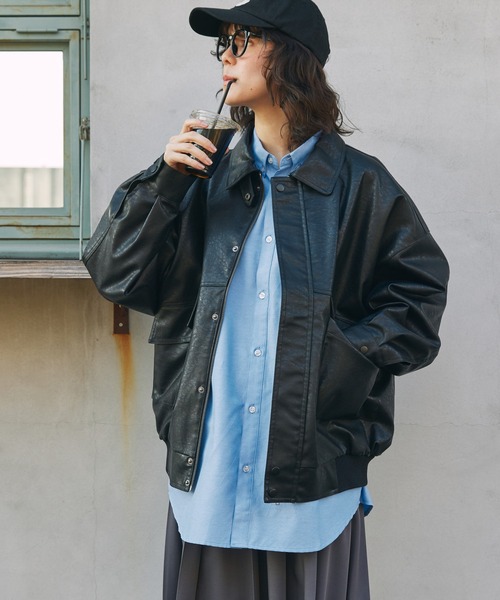 セール】比翼デザインヴィンテージライク オーバーサイズブルゾン