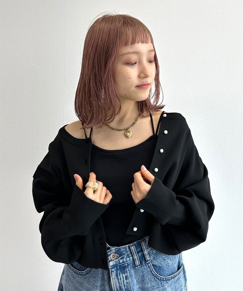 w closet（ダブルクローゼット）の「【カップ付き】バッククロスキャミソール（キャミソール・レディース・ブラック/オフホワイト・FREE）」の9枚目の写真