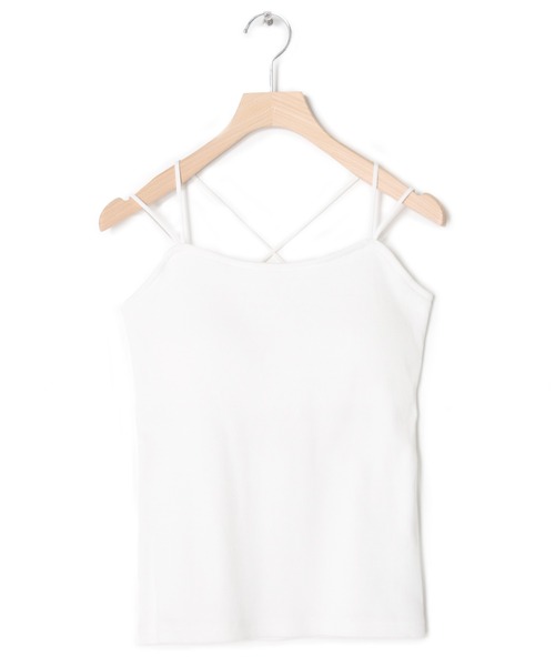 w closet（ダブルクローゼット）の「【カップ付き】バッククロスキャミソール（キャミソール・レディース・ブラック/オフホワイト・FREE）」の12枚目の写真