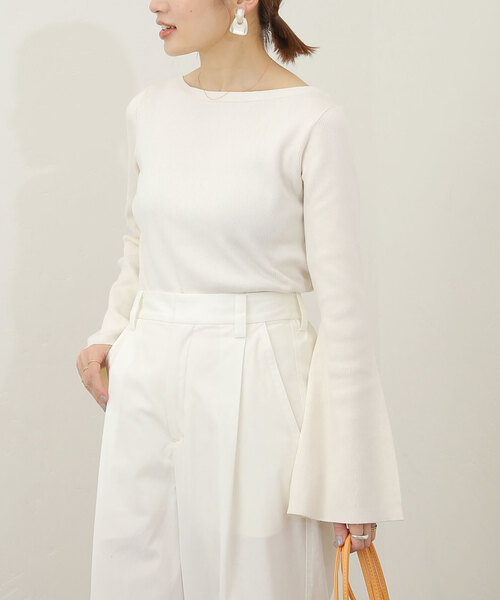 IENA（イエナ）の「2X2リブボートネックプルオーバー（ニット/セーター・レディース・アイボリー/ライトグリーン/ネイビー・FREE）」の21枚目の写真