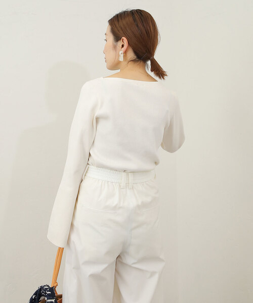 IENA（イエナ）の「2X2リブボートネックプルオーバー（ニット/セーター・レディース・アイボリー/ライトグリーン/ネイビー・FREE）」の4枚目の写真