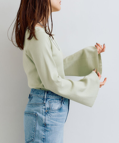 IENA（イエナ）の「2X2リブボートネックプルオーバー（ニット/セーター・レディース・アイボリー/ライトグリーン/ネイビー・FREE）」の9枚目の写真