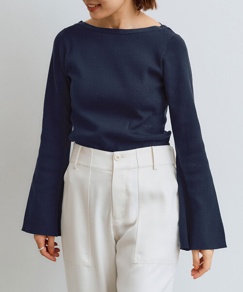 IENA（イエナ）の「2X2リブボートネックプルオーバー（ニット/セーター・レディース・アイボリー/ライトグリーン/ネイビー・FREE）」の14枚目の写真