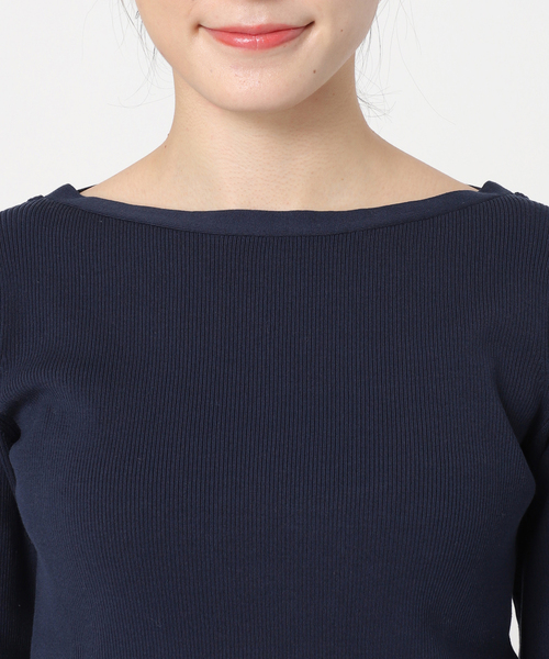 IENA（イエナ）の「2X2リブボートネックプルオーバー（ニット/セーター・レディース・アイボリー/ライトグリーン/ネイビー・FREE）」の19枚目の写真