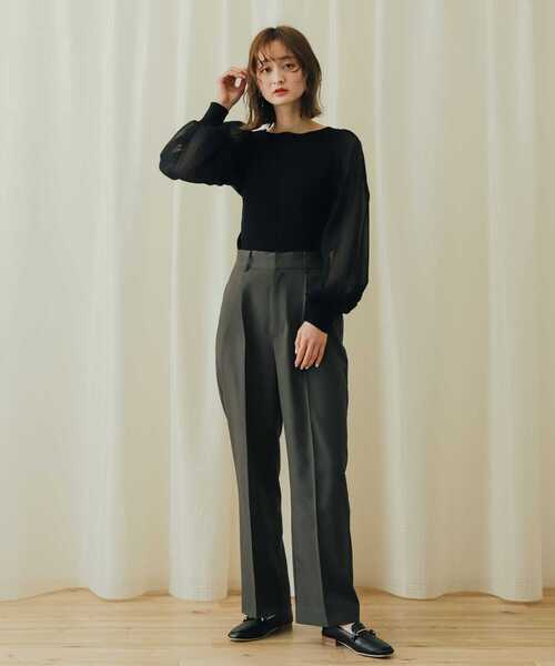 SENSE OF PLACE by URBAN RESEARCH（センスオブプレイスバイアーバンリサーチ）の「シアーボリュームスリーブセーター（ニット/セーター・レディース・イエロー/モカ/ブラック・ONE）」の5枚目の写真