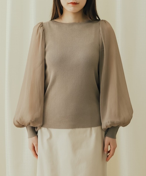 SENSE OF PLACE by URBAN RESEARCH（センスオブプレイスバイアーバンリサーチ）の「シアーボリュームスリーブセーター（ニット/セーター・レディース・イエロー/モカ/ブラック・ONE）」の14枚目の写真