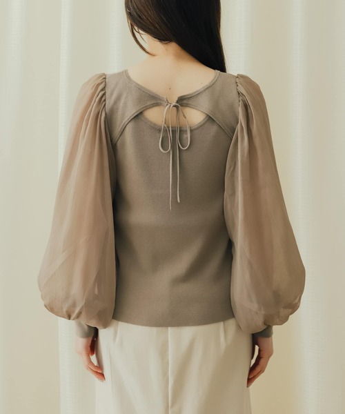 SENSE OF PLACE by URBAN RESEARCH（センスオブプレイスバイアーバンリサーチ）の「シアーボリュームスリーブセーター（ニット/セーター・レディース・イエロー/モカ/ブラック・ONE）」の8枚目の写真