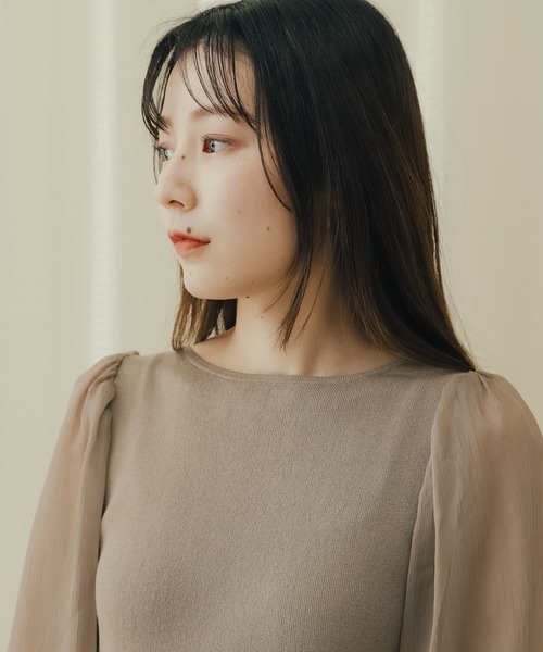 SENSE OF PLACE by URBAN RESEARCH（センスオブプレイスバイアーバンリサーチ）の「シアーボリュームスリーブセーター（ニット/セーター・レディース・イエロー/モカ/ブラック・ONE）」の18枚目の写真