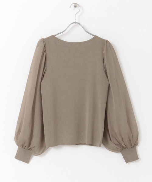 SENSE OF PLACE by URBAN RESEARCH（センスオブプレイスバイアーバンリサーチ）の「シアーボリュームスリーブセーター（ニット/セーター・レディース・イエロー/モカ/ブラック・ONE）」の4枚目の写真