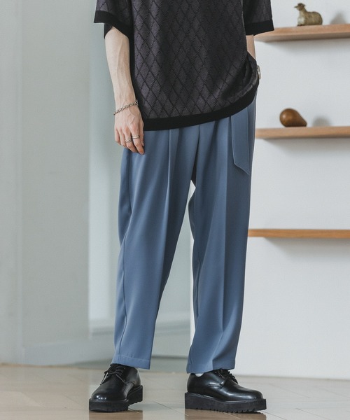 RAGEBLUE（レイジブルー）の「ベルト付き/ラグイージーワイドスラックスパンツ（スラックス・メンズ・ブラック/その他/ライトブルー/グレー/ブラウン・MEDIUM/LARGE）」の4枚目の写真