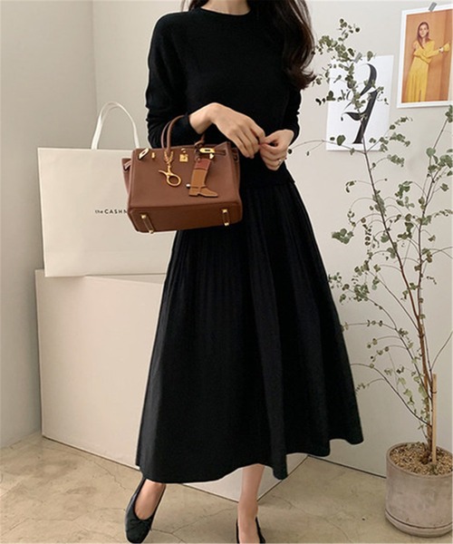 セール】切り替えニットロングワンピース（ワンピース）｜MAISON DE  