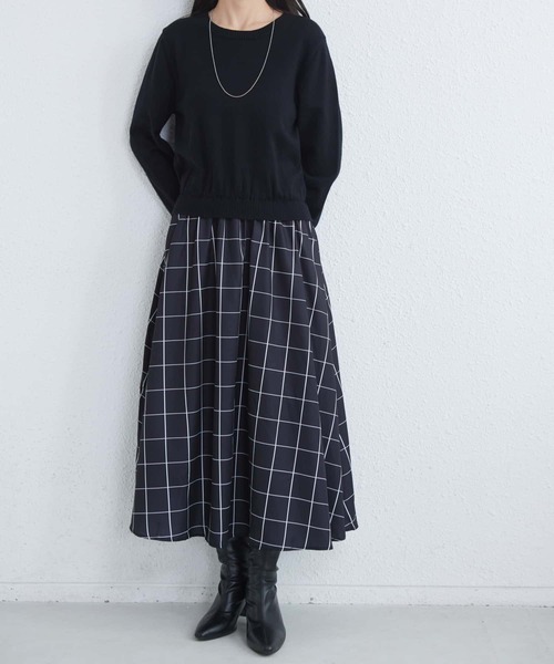 セール】切り替えニットロングワンピース（ワンピース）｜MAISON DE