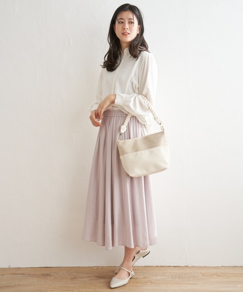 ikka（イッカ）の「リネン混長袖シャツ（シャツ/ブラウス・レディース・グリーン/ブルー/オフホワイト/チャコールグレー/オレンジ/ホワイト・M/L/S）」の14枚目の写真