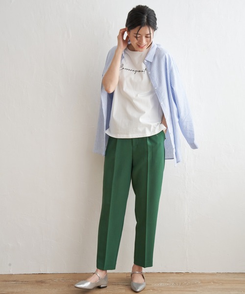 ikka（イッカ）の「リネン混長袖シャツ（シャツ/ブラウス・レディース・グリーン/ブルー/オフホワイト/チャコールグレー/オレンジ/ホワイト・M/L/S）」の21枚目の写真