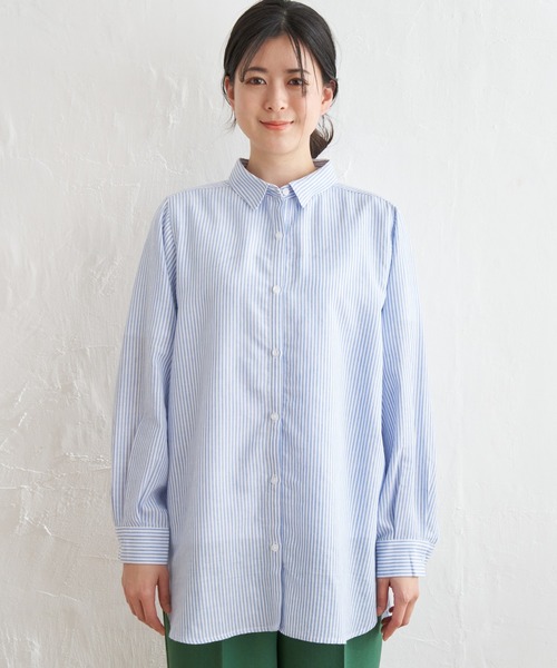 ikka（イッカ）の「リネン混長袖シャツ（シャツ/ブラウス・レディース・グリーン/ブルー/オフホワイト/チャコールグレー/オレンジ/ホワイト・M/L/S）」の10枚目の写真