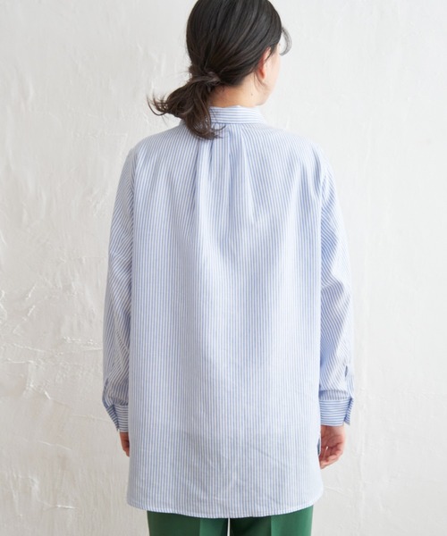 ikka（イッカ）の「リネン混長袖シャツ（シャツ/ブラウス・レディース・グリーン/ブルー/オフホワイト/チャコールグレー/オレンジ/ホワイト・M/L/S）」の8枚目の写真