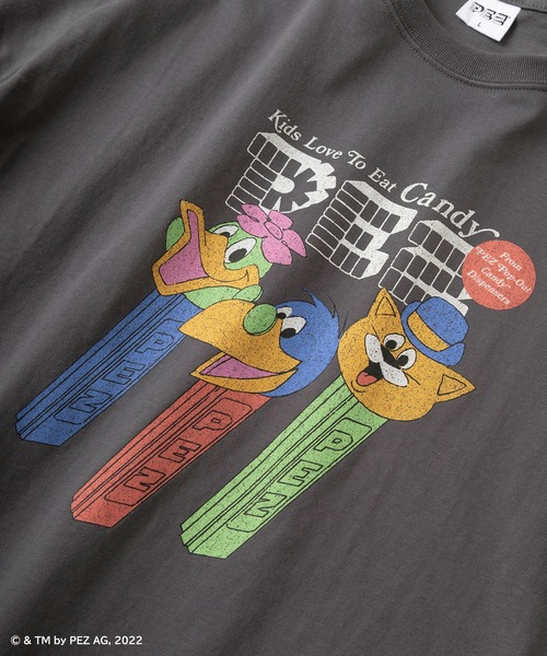 make a ray!（メイク ア レイ！）の「【PEZ/ペッツ】キャラクターキャンディーケース レトロイラストプリント 半袖Tシャツ/ビッグシルエット（Tシャツ/カットソー・レディース・ホワイト/チャコールグレー/オレンジ・XL/M/L）」の7枚目の写真