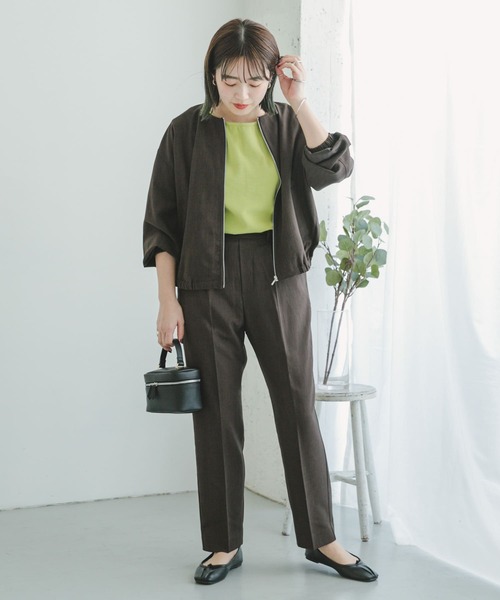 ITEMS URBANRESEARCH(アイテムズ アーバンリサーチ)の「リネンライクノーカラーブルゾン(ブルゾン・レディース・ベージュ/ダークブラウン・FREE)」の12枚目の写真