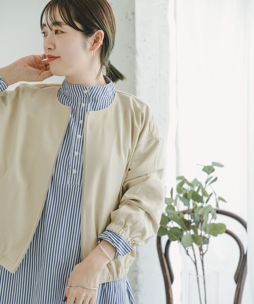 ITEMS URBANRESEARCH(アイテムズ アーバンリサーチ)の「リネンライクノーカラーブルゾン(ブルゾン・レディース・ベージュ/ダークブラウン・FREE)」の15枚目の写真