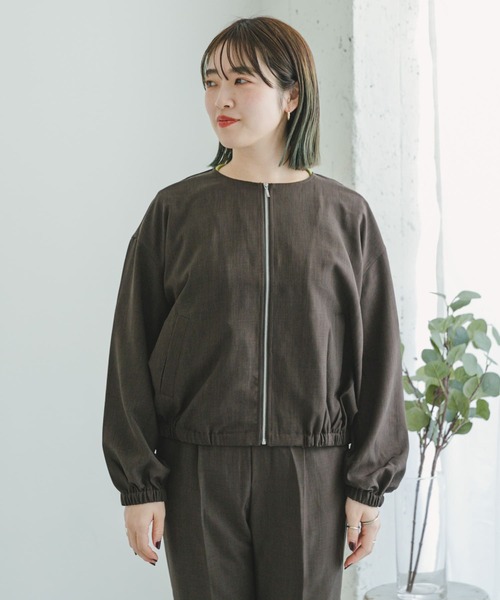 ITEMS URBANRESEARCH(アイテムズ アーバンリサーチ)の「リネンライクノーカラーブルゾン(ブルゾン・レディース・ベージュ/ダークブラウン・FREE)」の22枚目の写真