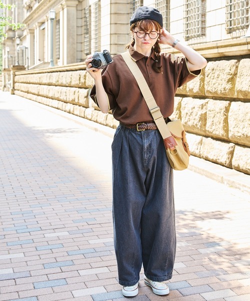 襟ライン ナンバリングワンポイント刺繍半袖ポロシャツ（ポロシャツ