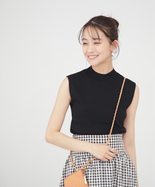 N.（N. Natural Beauty Basic）（エヌエヌナチュラルビューティーベーシック）の「◆総針ボトルネックノースリーブニット（ニット/セーター・レディース・ブラック/オレンジ/ブルー/オフホワイト/チョコ・MEDIUM）」の10枚目の写真