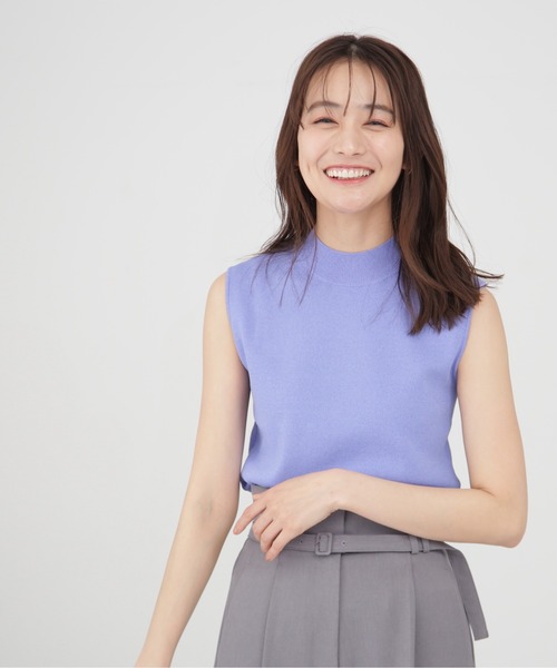 N.（N. Natural Beauty Basic）（エヌエヌナチュラルビューティーベーシック）の「◆総針ボトルネックノースリーブニット（ニット/セーター・レディース・ブラック/オレンジ/ブルー/オフホワイト/チョコ・MEDIUM）」の12枚目の写真