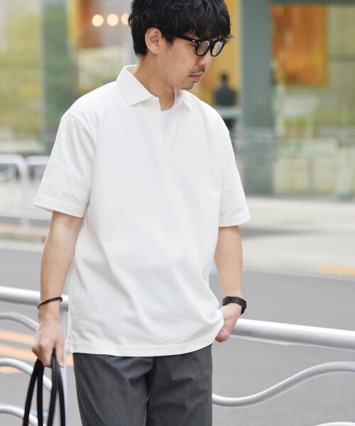 SHIPS any(シップス エニィ)の「SHIPS any: 〈吸水速乾・接触冷感・抗菌防臭 他〉 多機能 カノコ スキッパー ポロシャツ◇(ポロシャツ・メンズ・ホワイト/ネイビー/グレー・SMALL/MEDIUM/LARGE/X-LARGE)」の2枚目の写真