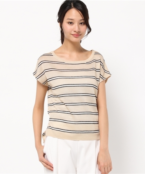 La TOTALITE（ラトータリテ）の「カラーボーダースカシガラ プルオーバー。（ニット/セーター・レディース・ホワイト/ベージュ/ブルー系その他・FREE）」の3枚目の写真