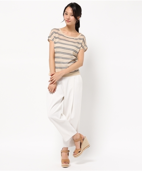 La TOTALITE（ラトータリテ）の「カラーボーダースカシガラ プルオーバー。（ニット/セーター・レディース・ホワイト/ベージュ/ブルー系その他・FREE）」の7枚目の写真