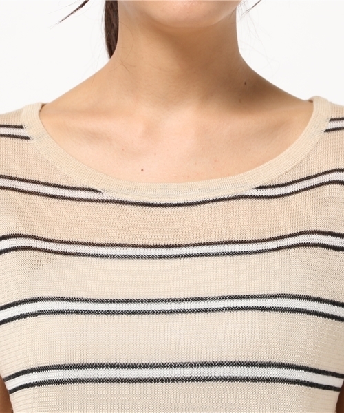 La TOTALITE（ラトータリテ）の「カラーボーダースカシガラ プルオーバー。（ニット/セーター・レディース・ホワイト/ベージュ/ブルー系その他・FREE）」の8枚目の写真