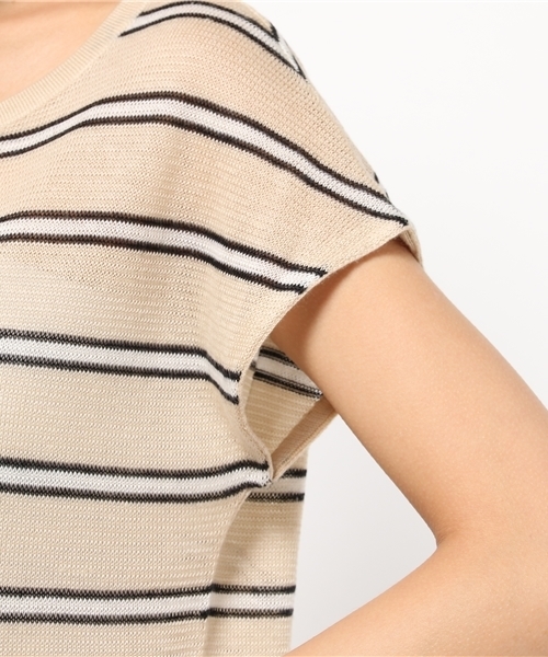 La TOTALITE（ラトータリテ）の「カラーボーダースカシガラ プルオーバー。（ニット/セーター・レディース・ホワイト/ベージュ/ブルー系その他・FREE）」の9枚目の写真