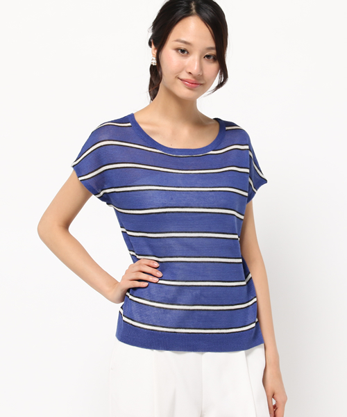 La TOTALITE（ラトータリテ）の「カラーボーダースカシガラ プルオーバー。（ニット/セーター・レディース・ホワイト/ベージュ/ブルー系その他・FREE）」の14枚目の写真