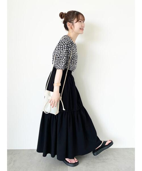 ehka sopo（エヘカソポ）の「花柄プリントカットソー（Tシャツ/カットソー・レディース・ブラック/ミント/ベージュ・F）」の11枚目の写真