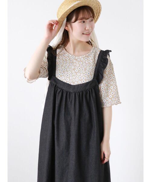 ehka sopo（エヘカソポ）の「花柄プリントカットソー（Tシャツ/カットソー・レディース・ブラック/ミント/ベージュ・F）」の19枚目の写真