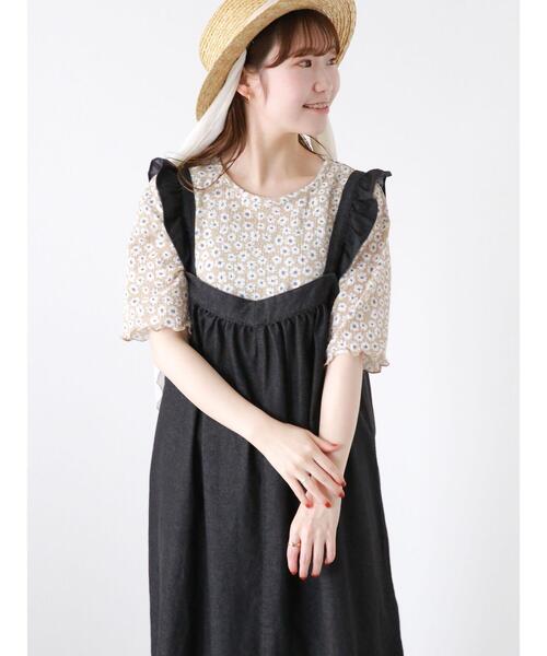 ehka sopo（エヘカソポ）の「花柄プリントカットソー（Tシャツ/カットソー・レディース・ブラック/ミント/ベージュ・F）」の20枚目の写真