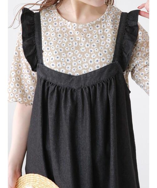 ehka sopo（エヘカソポ）の「花柄プリントカットソー（Tシャツ/カットソー・レディース・ブラック/ミント/ベージュ・F）」の22枚目の写真