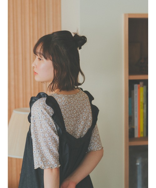 ehka sopo（エヘカソポ）の「花柄プリントカットソー（Tシャツ/カットソー・レディース・ブラック/ミント/ベージュ・F）」の2枚目の写真