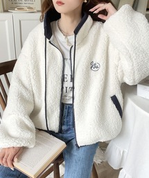 《JAVAジャバ 別注》もこもこ愛らしさ。短丈配色ボアブルゾン