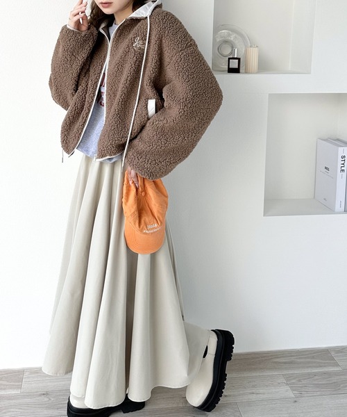 セール】《JAVAジャバ 別注》もこもこ愛らしさ。短丈配色ボアブルゾン