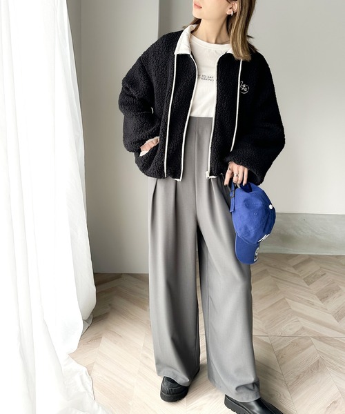 セール】《JAVAジャバ 別注》もこもこ愛らしさ。短丈配色ボアブルゾン