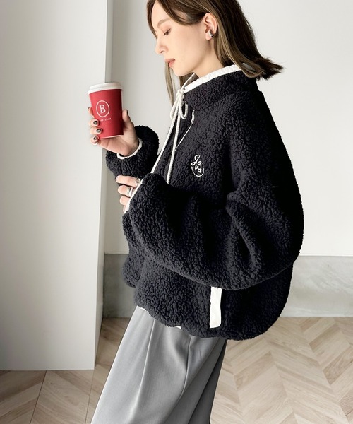 もこもこ セール】《JAVAジャバ 別注》もこもこ愛らしさ。短丈配色ボアブルゾン