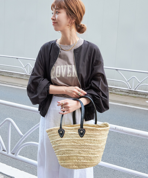 Fatima morocco（ファティマモロッコ）の「【Fatima Morocco/ファティマ モロッコ】別注ハンドルバケットM（かごバッグ・レディース・ホワイト/ブラック/キャメル・FREE）」の2枚目の写真