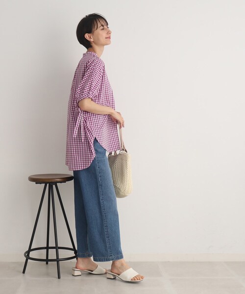 DRESKIP(ドレスキップ)の「◆コーデの主役!袖リボン バンドカラービッグシャツ(シャツ/ブラウス・レディース・オフホワイト/ネイビー系2/パープル系2/ブラック系1・00)」の17枚目の写真